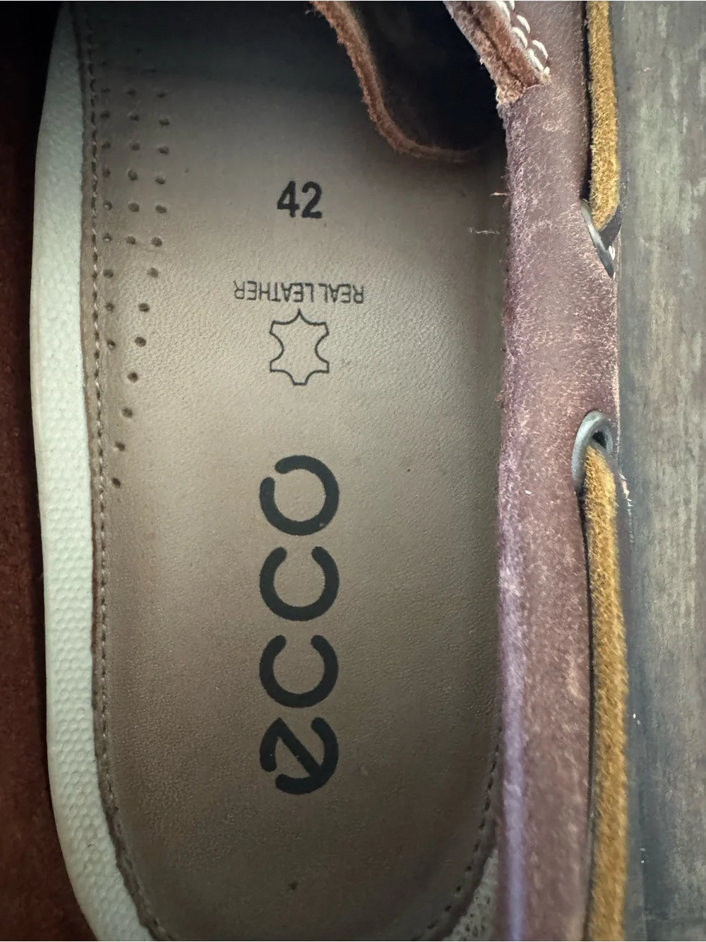 Ecco brown leather casual moccasins slip on boat shoes men’s size 8